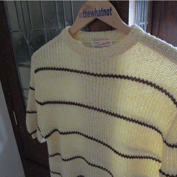 Vintage 70s 80s Fashioned by Continental Striped Knit Sweater Union Made USA L - Picture 9 of 17